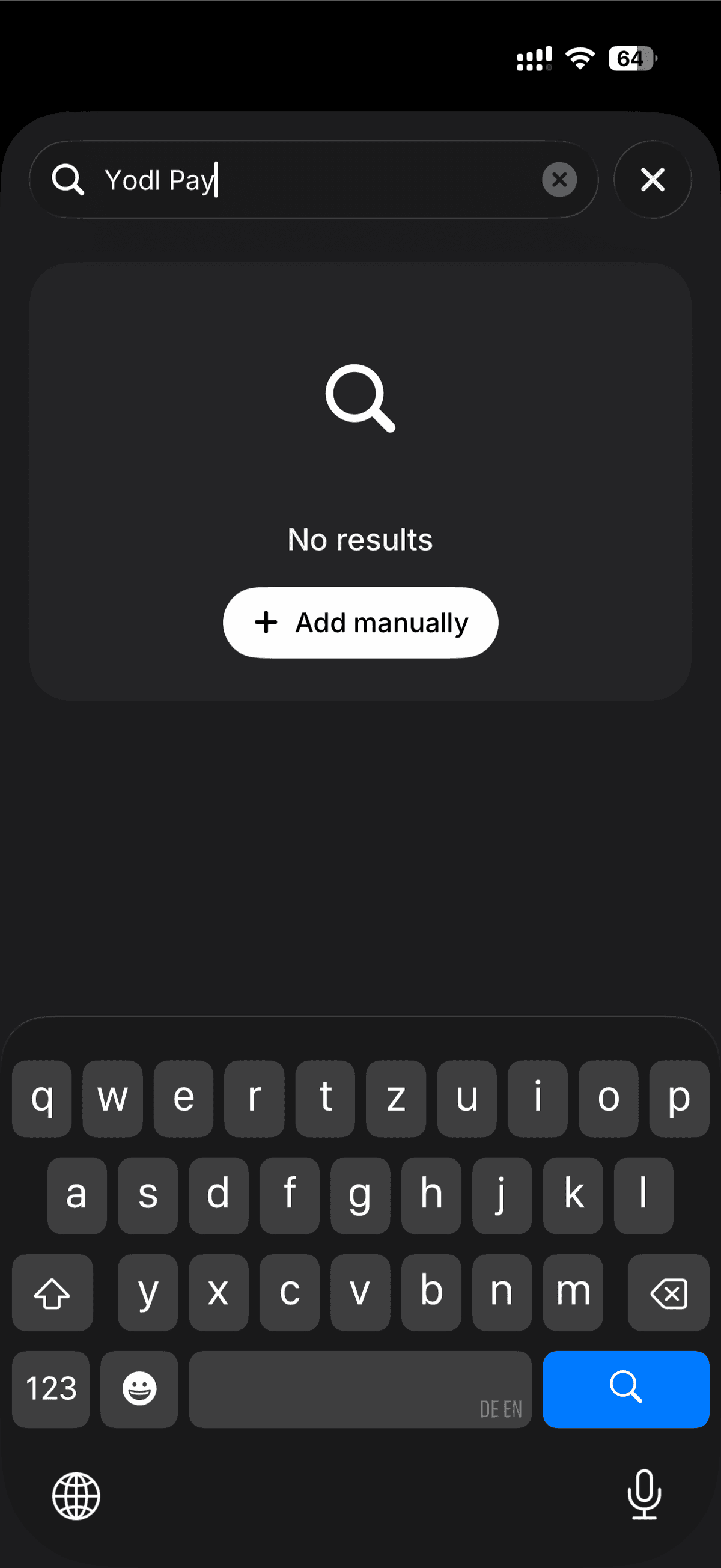 Search for address with keyboard