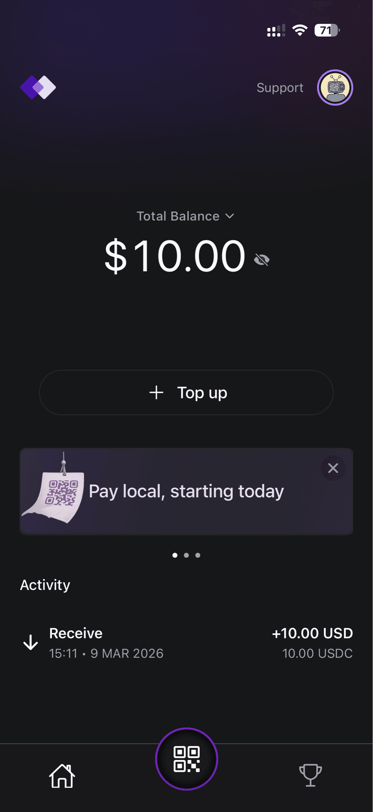 Transfer screen with Arbitrum selected — ready to review