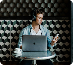 Person working on laptop