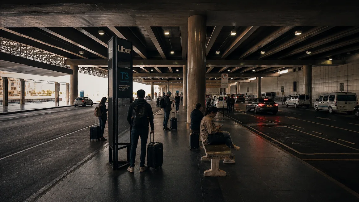 The ride-app pickup point at Guarulhos Terminal 3
