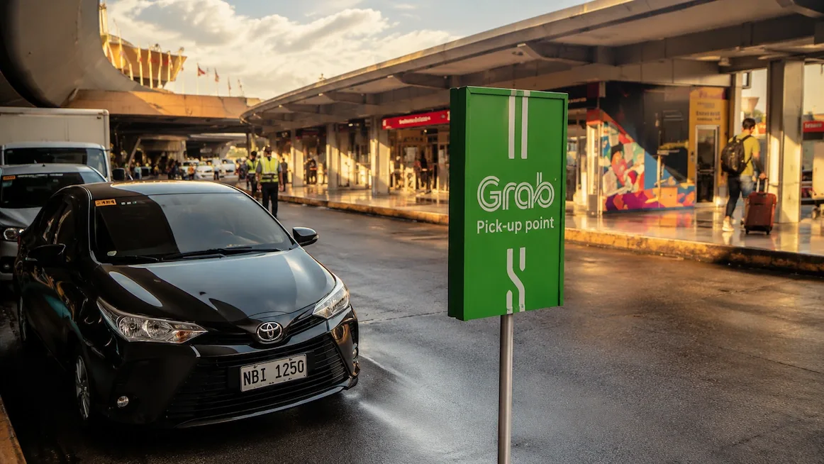 The Grab pick-up point outside NAIA